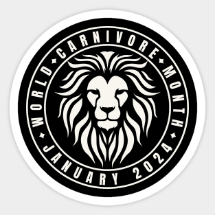 World Carnivore Month January 2024 with Lion Icon Sticker